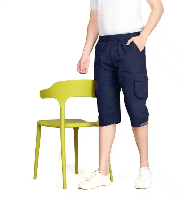 Cotton Solid Shorts for Men (Blue, 30)
