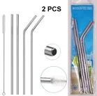 Stainless Steel Straw with Cleaning Brush (Silver, Set of 10)