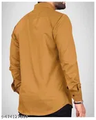 Cotton Blend Solid Shirt for Men, Mustard 
