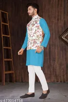 Cotton Button Kurta Set for Men 