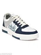 White & Blue Casual Trendy Sneakers for Men 
