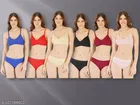 Cotton Blend Solid Lingerie Set for Women 