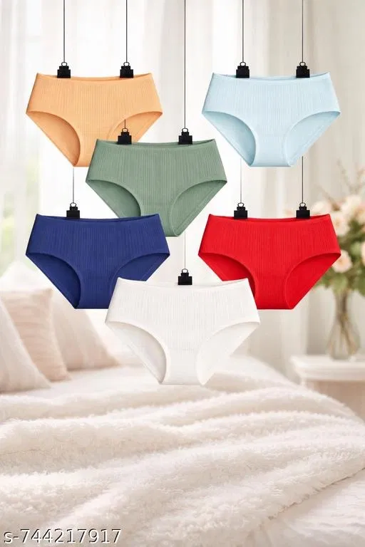 Nylon Briefs for Women, Multicolour, Pack of 6 (L)
