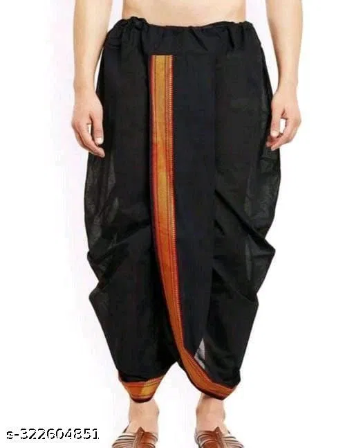 Dhoti for Men (Black, Free Size)