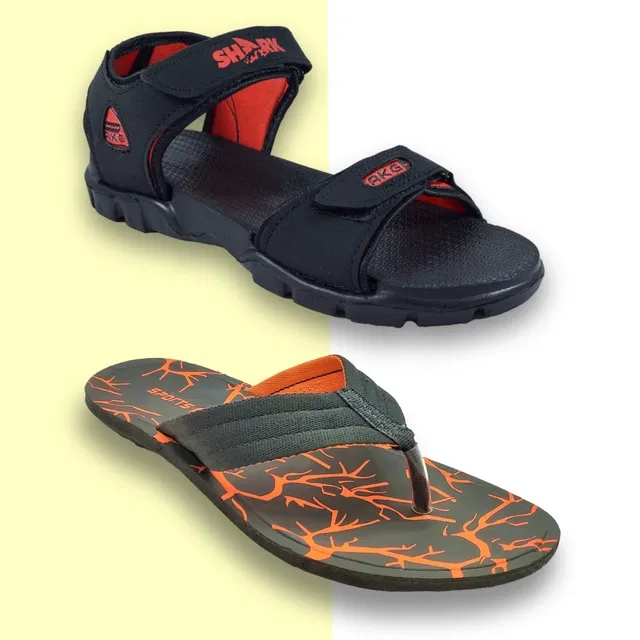 Slipper with Sandals for Men (Multicolor, 7) (Pack of 2)