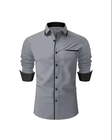 Full Sleeves Shirt for Men (Grey, XXL)