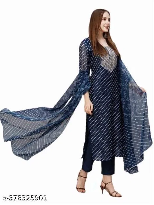 Kurta Set for Women (Navy Blue, S)
