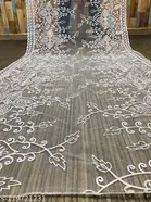 Floral Sequinned Embroidered Net Dupatta for Women 