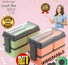 Plastic 3-in-1 Compartment Lunch Box with Spoon & Fork 