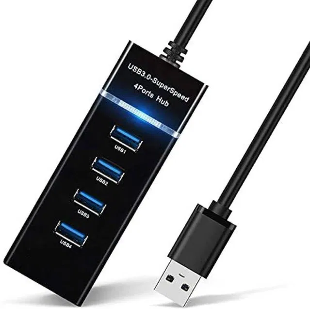 4 Port USB 3.0 Hub with Hi-Speed Data Transfer, 15cm Cable, Backward Compatible, Multi Device Connection,