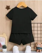 Cotton Blend Printed Clothing Set for Boys, Black 