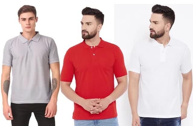 Polo T-shirts for Men, Pack of 3 (Multicolor, XXL)