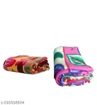 Fleece Blanket (Multicolor, 86x56 inches) (Pack of 2)