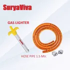 SURYAVIVA Hose Pipe & Lighter Combo Glass Manual Gas Stove 