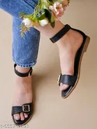 Shoetopia Girls Flat Sandals - Black Size 6.0