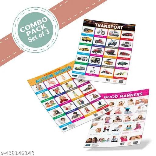 Bookford Publications My small chart Good Manners, Action Words & Transport (Set of 3)