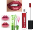 Combo of Metallic Waterproof Lip Gloss (6 ml) with Aloevera Lip Balm (Red, Set of 2)