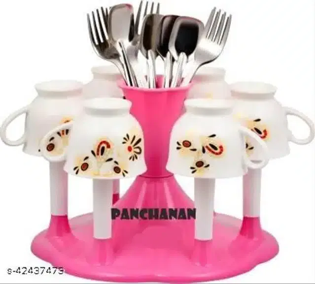 Glass and Spoon Holder for Kitchen (Pink)