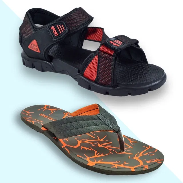 Slipper with Sandals for Men (Multicolor, 10) (Pack of 2)