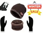Woolen Cap with Neck Warmer & Hand Gloves for Men & Women 