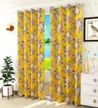 Polyester Printed Window & Door Curtains (Pack of 2) (Yellow, 5 feet)