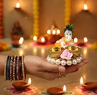 Metal Decoretive Pooja Thali, Multicolour Pack of 1