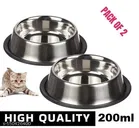 Round Shaped Double Bowl Food & Water Feeder 2-in-1 Bowl Steelness Steel Pet Bow ,200ml ,