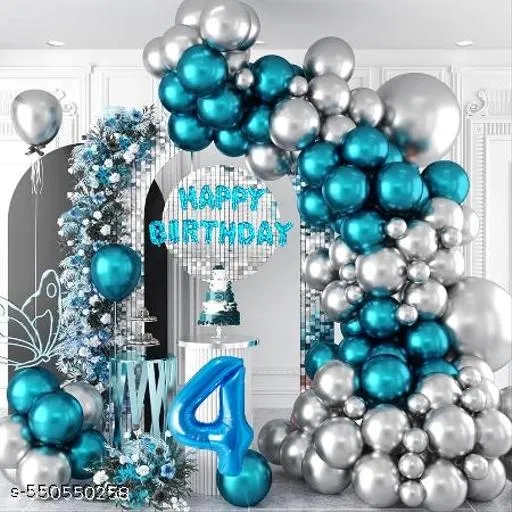 62 Pcs Pcs 4th Birthday Decoration kit, Multicolour, Set of 1