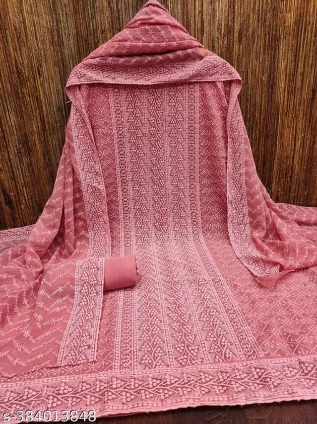 Embroidered Unstitched Suit for Women (Pink, 2.25 m)