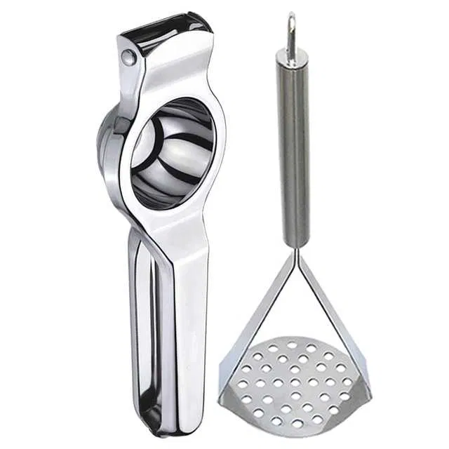 Oc9 Stainless Steel Lemon Squeezer & Potato Masher Kitchen Tool Set (O-20)
