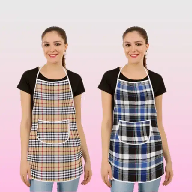 Cotton Kitchen Aprons (Pack of 2, Free Size)