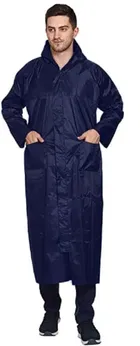 Solid Overcoat with Hoods and Side Pocket Raincoat for Men 
