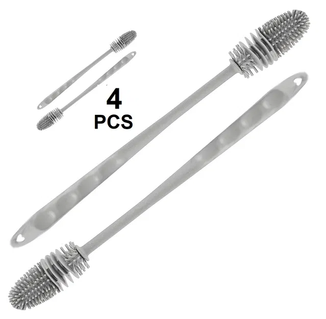 Narrow Neck Bottle Cleaning Brushes (Grey, Pack of 4)
