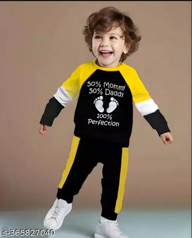 Hosiery Cotton Clothing Set for Boys (Black & Yellow, 6-9 Months)