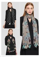 Poly Chiffon Printed Scarves for Women, Multicolor, Pack of 3