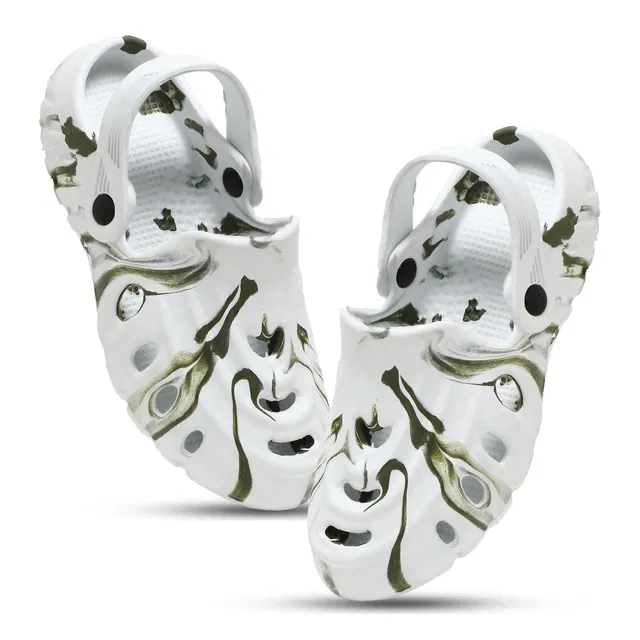 Clogs for Men (White & Green, 10)