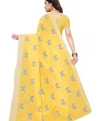 Chanderi Cotton Printed Saree for Women, Yellow 
