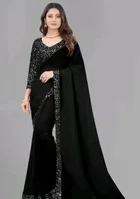 Lycra Blend Solid Saree for Women 