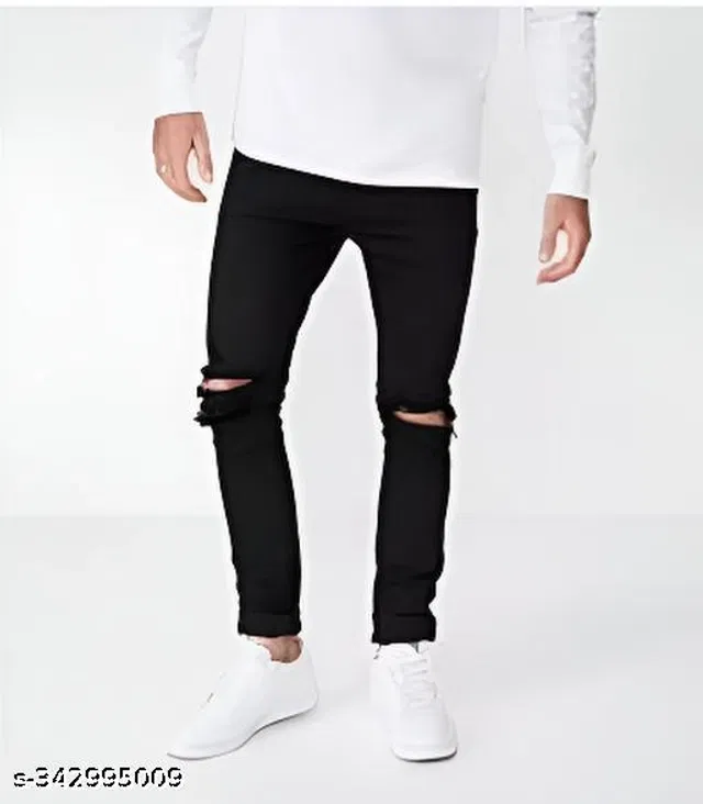 Denim Slim Fit Jeans for Men (Black, 28)