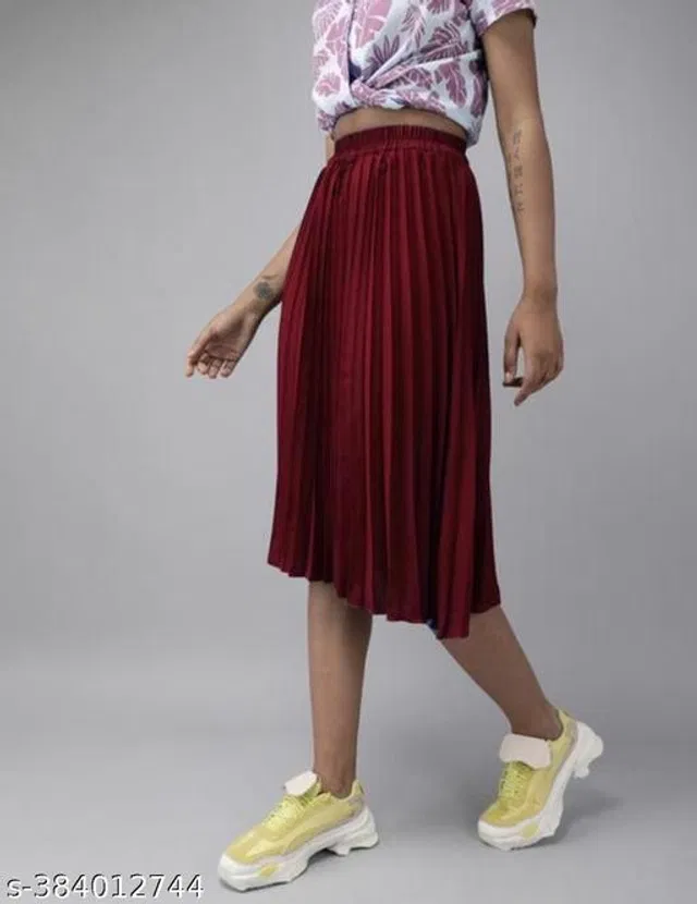 Crepe Skirt for Women (Maron, 28)