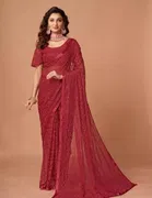 Net Solid Saree for Women 
