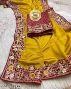 Chiffon Printed Saree For Women, Yellow
