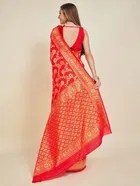 Litchi Silk Floral Saree for Women, Red 