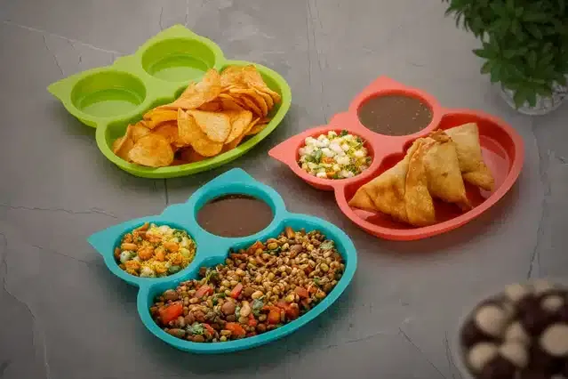 Plastic Food Plate (Assorted, Pack of 6)