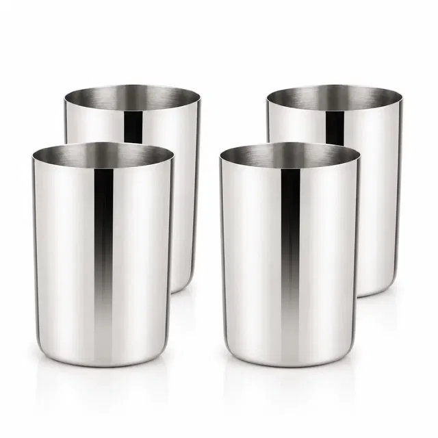 SimpleHome Steel Amrapali Glass 300 ml Combo Set of 4