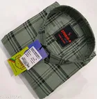 Cotton Blend Checked Shirt for Men, Green 
