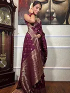 Banarasi Purple Art Silk Printed Saree for Women