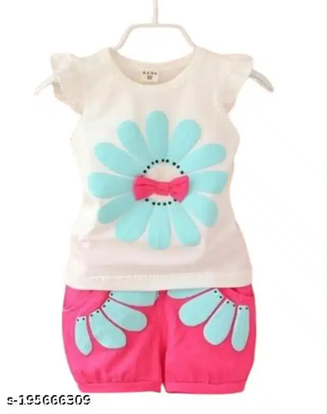 Hosiery Cotton Sleeveless Top & Bottom Clothing Set for Girls (Multicolor, 1-2 Years)