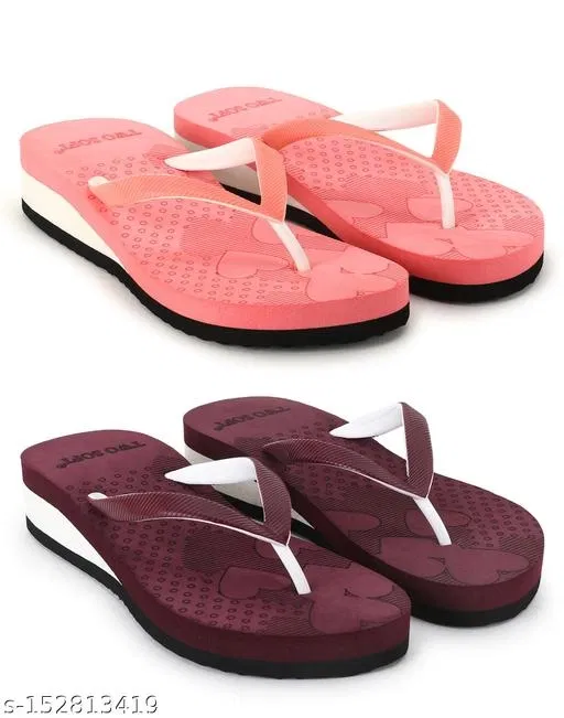 EVA Flip-flops for Women (Multicolor, 8) Pack of 2