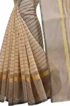 SVB साड़ी क्रीम पोलीकॉटन सिल्क साड़ी 